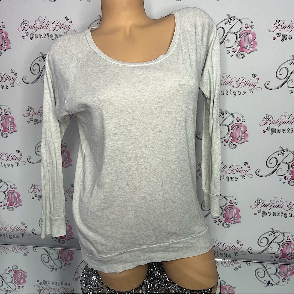 TNA Aritzia pull over sweater long sleeve heathered grey white comfy lounge